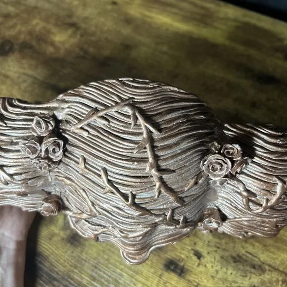 Sculptural Wall Art 3 Faces Blinded Rose Vines Hair Bronze Color Unity Entangle - Picture 6 of 11